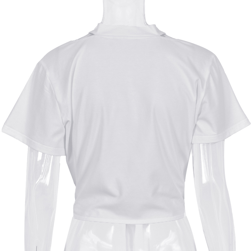 1621062905359 - Summer Lace Round Neck Waist Solid Color Short Top Short Sleeve T Shirt Women