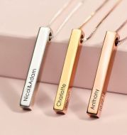 Sterling Silver Couple Name Silver Bar Necklace
