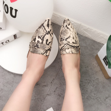 Snakeskin Pattern Deep Mouth Flat Sandals And Slippers—4