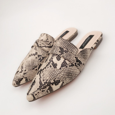 Snakeskin Pattern Deep Mouth Flat Sandals And Slippers—3