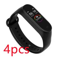 Color: Black 4pcs - Smart Bracelet Fitness Tracker  Waterproof Heart Rate Blood Pressure Fitness Bracelet Smart Watch