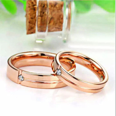 European And American Hot Sale Tungsten Gold Ring Trend Rose Gold Slotted Zircon Tungsten Steel Jewelry—1