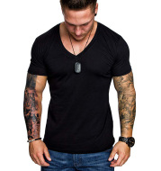 Men's Fashion Casual Sports Solid Color Plus Size V-Neck T-Shirt