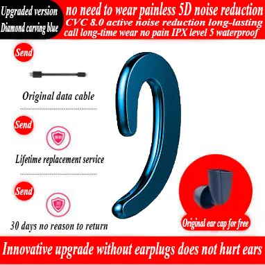 Color: Blue, style: 02style - The Integrated Bone Conduction Type Hanging Ears