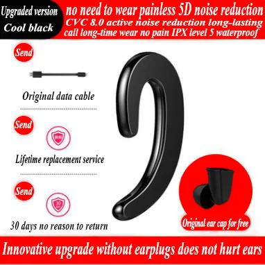 Color: Black, style: 02style - The Integrated Bone Conduction Type Hanging Ears