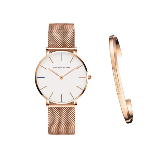 style: B Rose gold - Japan Quartz Movement High Quality 36mm hannah Martin Women Stainless Steel Mesh Rose Gold Waterproof Ladies Watch
