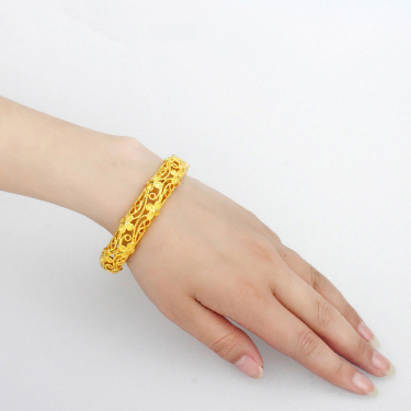 Sand Gold-plated Hollow Flower Bracelet Female Retro Gold-plated Bracelet—2