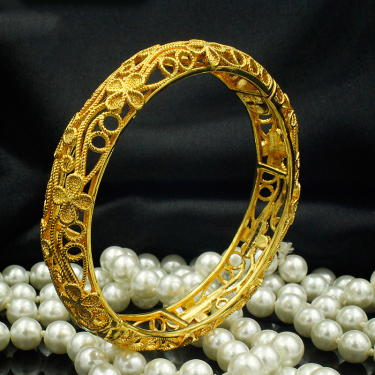 Sand Gold-plated Hollow Flower Bracelet Female Retro Gold-plated Bracelet—1