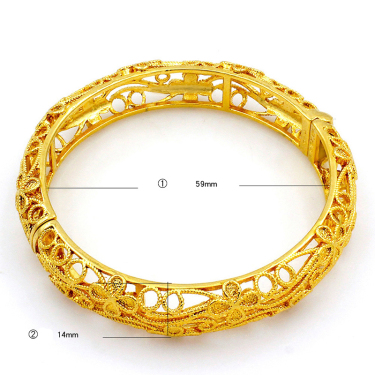 Sand Gold-plated Hollow Flower Bracelet Female Retro Gold-plated Bracelet—3
