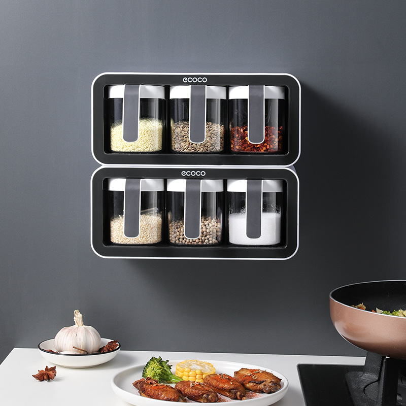 Kitchen Spice Rack Jar Free Perforated Spice Box Wall Mounted Spice Box Set Household Spice Jar