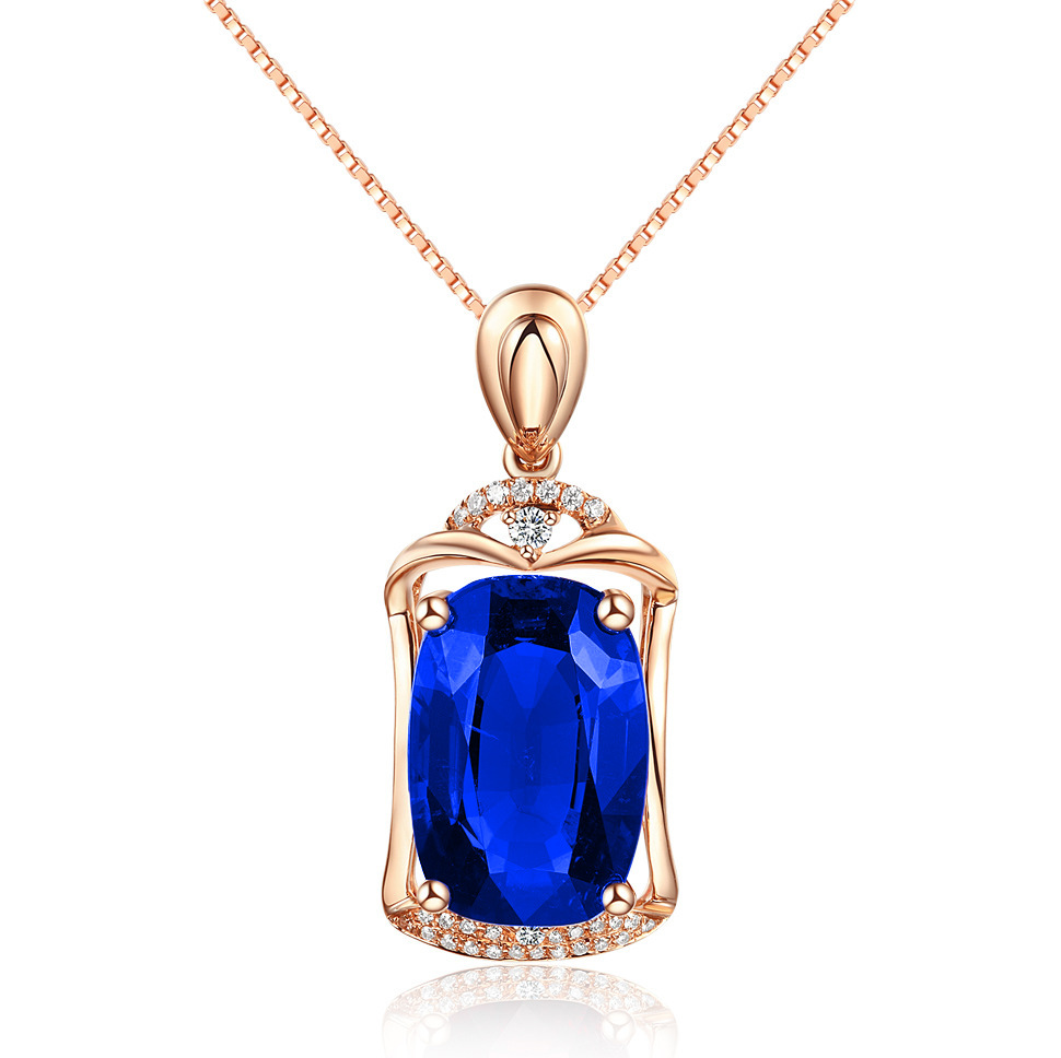 18K Rose Gold plated Pendant Artificial Synthetic Tourmaline Ruby Color- women