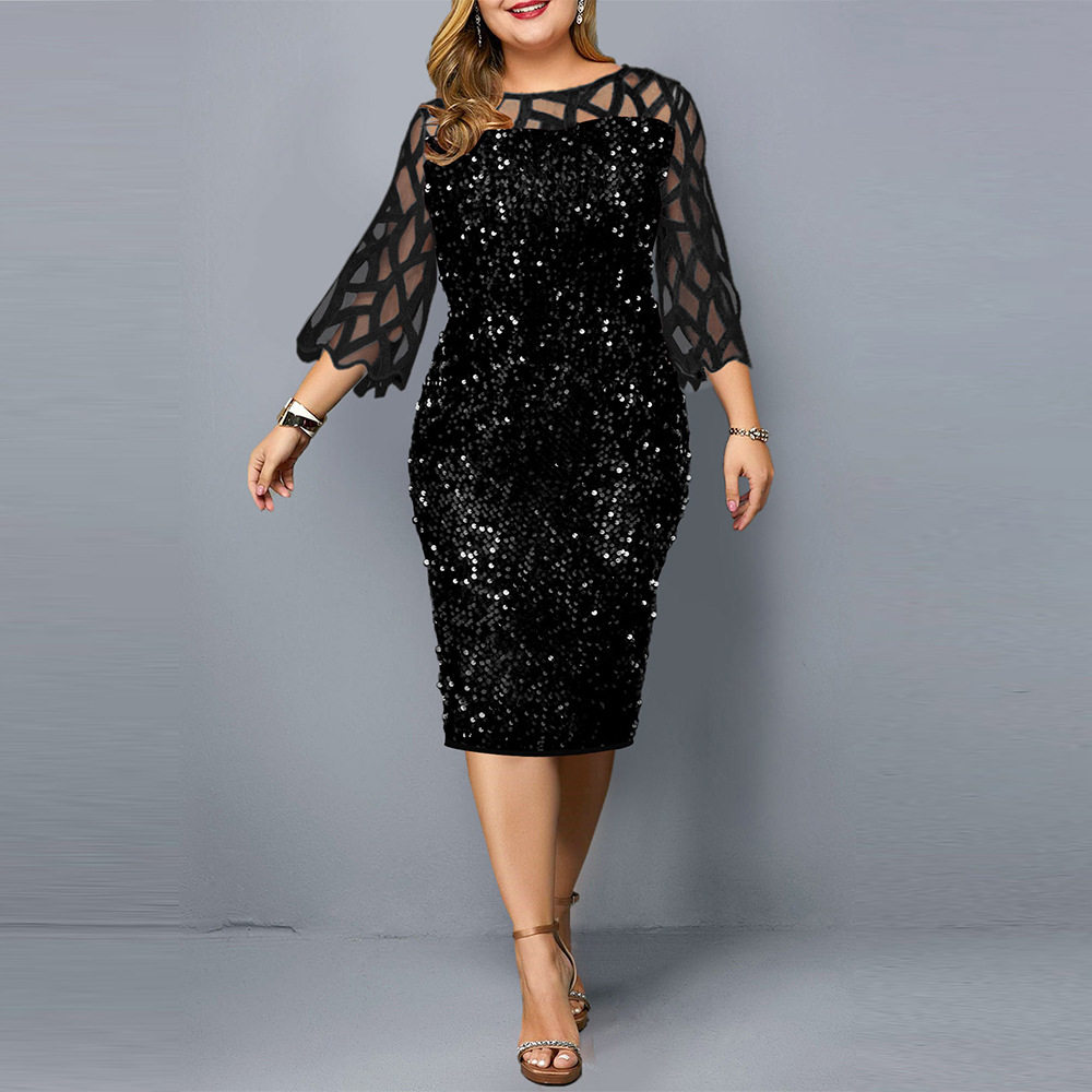 Party Dresses Sequin Plus Size Women's Sexy Night Club Dress ...