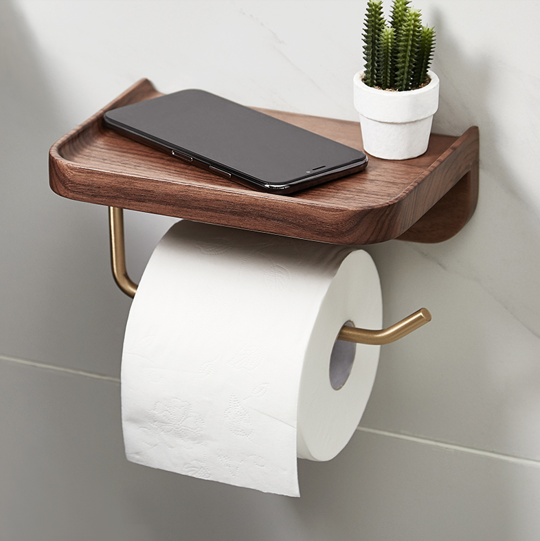 Solid Wood Creative Wallmounted Paper Towel Rack Toilet Roll Holder