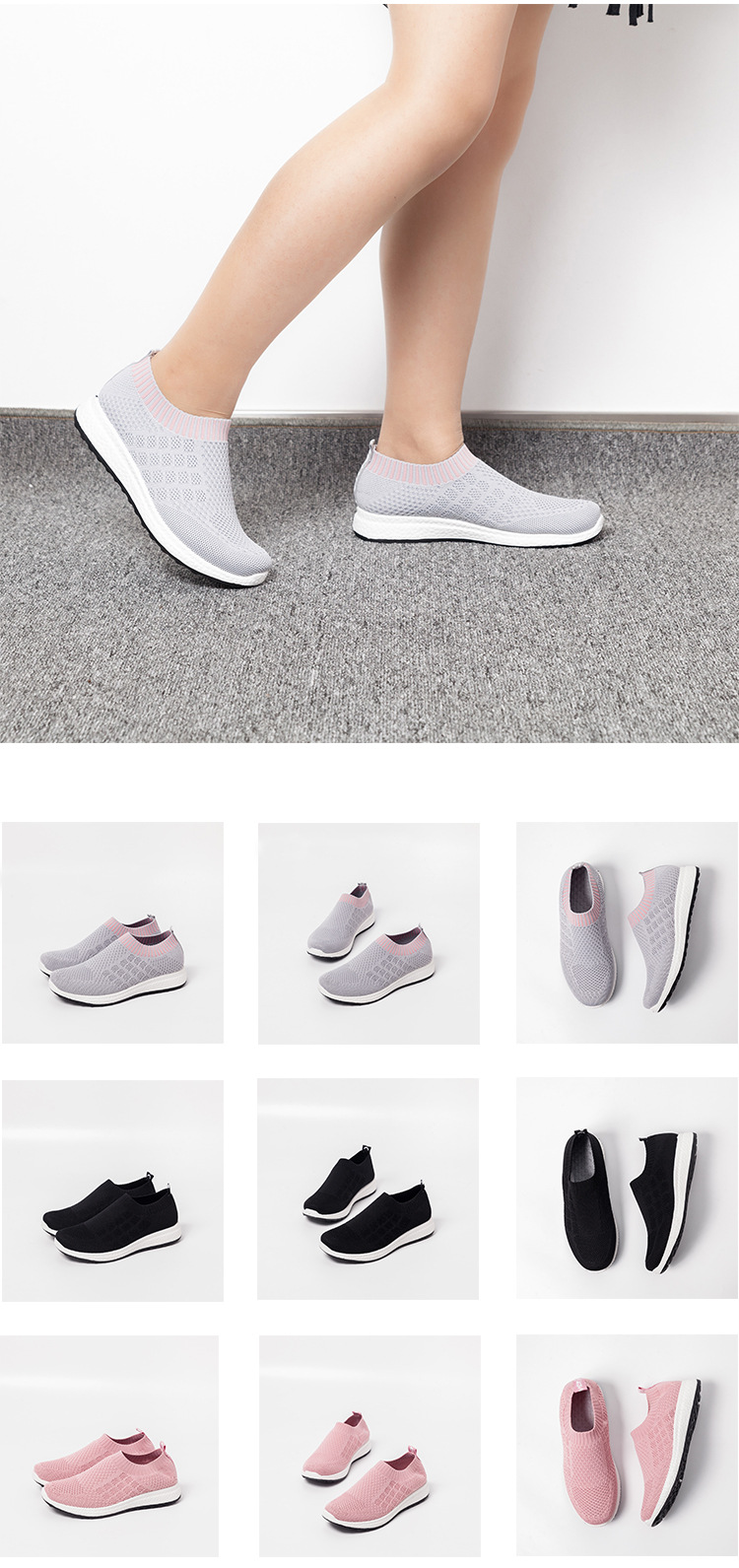 Lazy Shoes Stretch Casual Socks Shoes Women Flying Knit Sports Shoes
