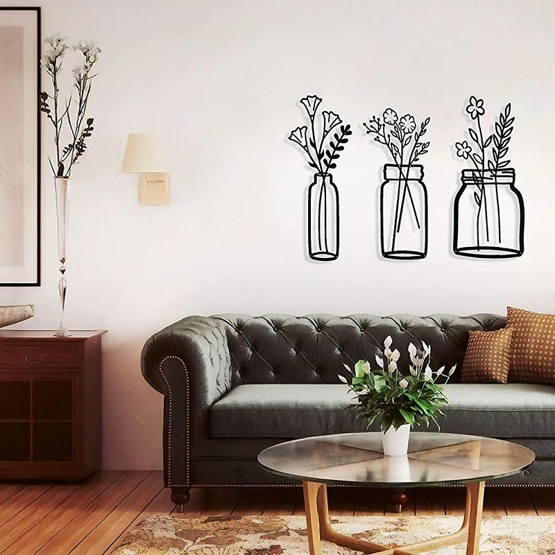 Flower Silhouette Wall Decoration Metal Wall Hanging Silhouette Art ...