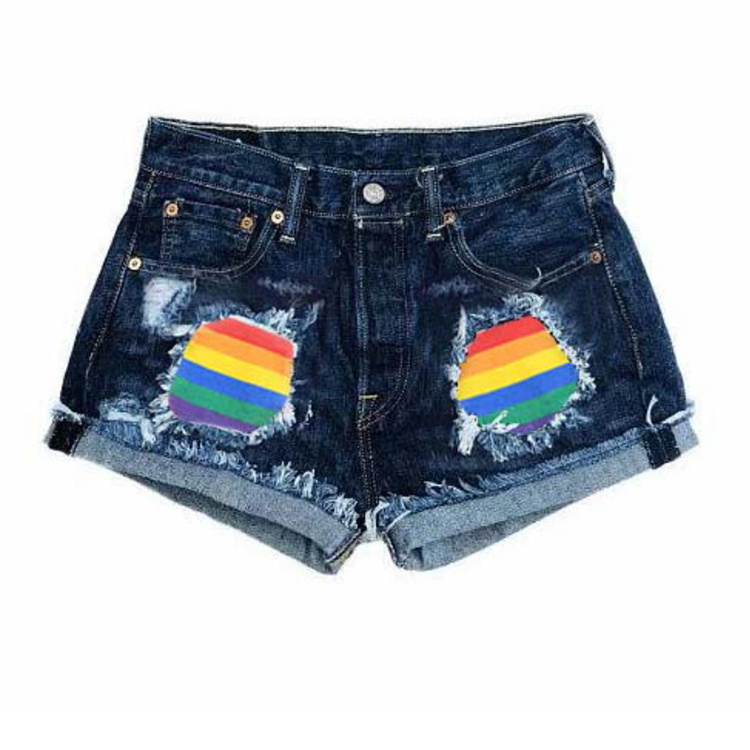 Fashion Rainbow Patchwork Denim Shorts Jeans Short Pants Denim Women 2020
