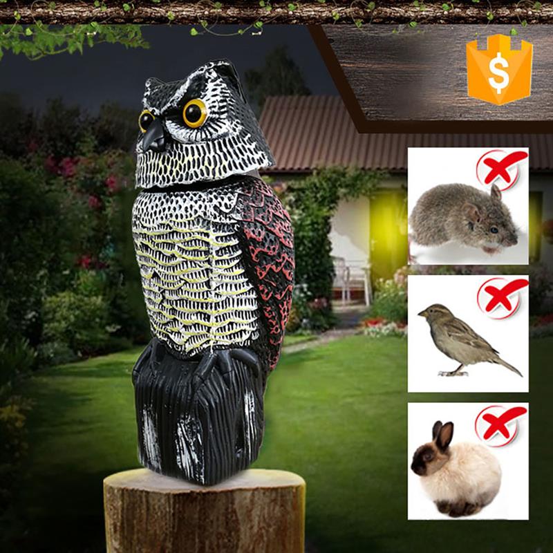 360 Degree Rotation Outdoor Garden Farm Bird Repellent Owl Decoy