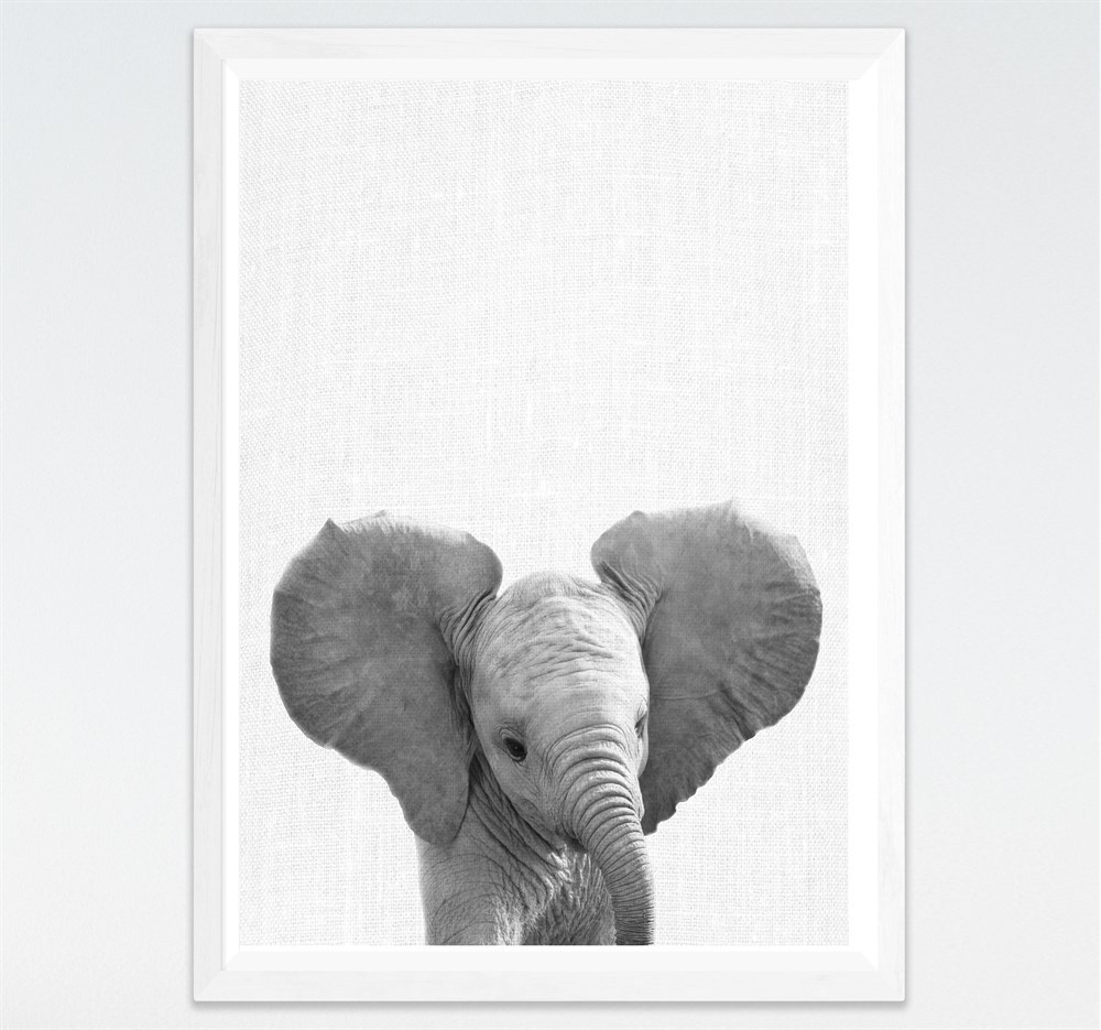 Color: A, Size: 20x25cm - Hot-selling Cute Black And White Small Animal Paintings Modern Simple Children's Room Dining Room Bedroom Canvas Painting