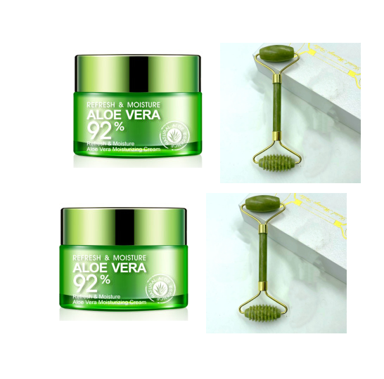 Color: A Green 2pcs, quantity: Set - Skin care aloe vera moisturizing cream moisturizing and oil control