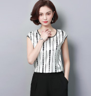 Printed Temperament Chiffon Shirt Sleeveless Top Floral Small Shirt