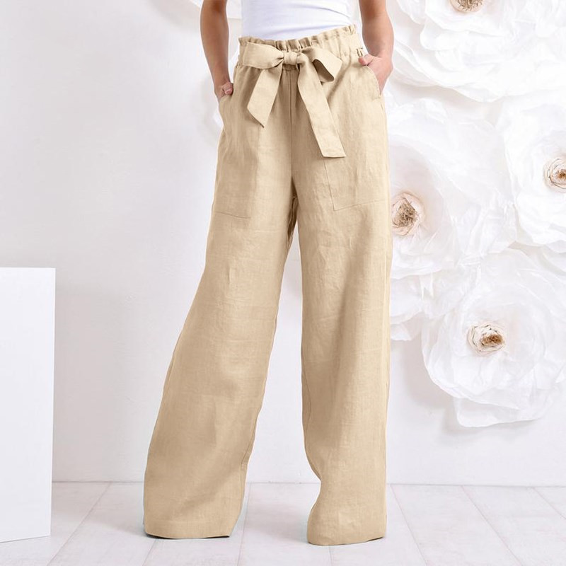 Women Pants Vintege Elastic Waist Long Pants Trousers - CJdropshipping