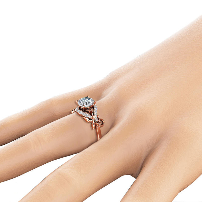 Women's Rose Gold Wedding Ring elegantly worn on hand