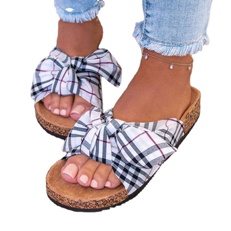 1623298969686 - Summer Ladies Support Shoes Bowknot Flat Bottom Leopard Print African Sandals