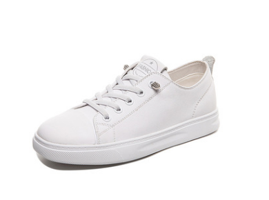 Layered Cowhide High-top White Shoes Women