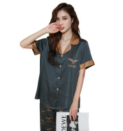 Ice Silk Pajamas Women''s Fashion Printing Casual Loose Couple Home Suit Wholesale