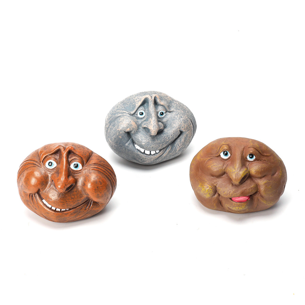 Outdoor Funny Rock Face Stone Smiley Statue - CJdropshipping