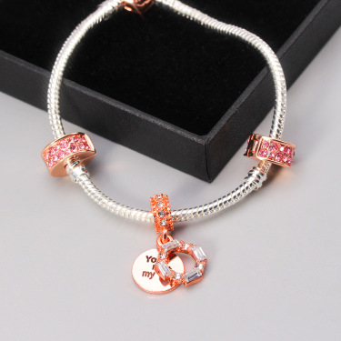 Heart-shaped Beaded Bracelet Bangle Alloy—3