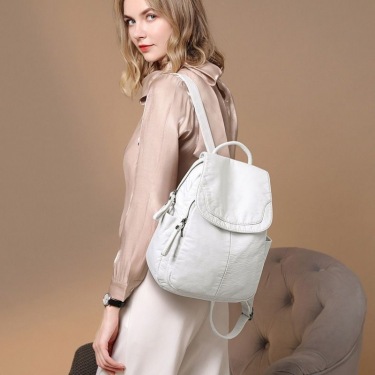 Casual Soft Leather Ladies Small Backpack—1