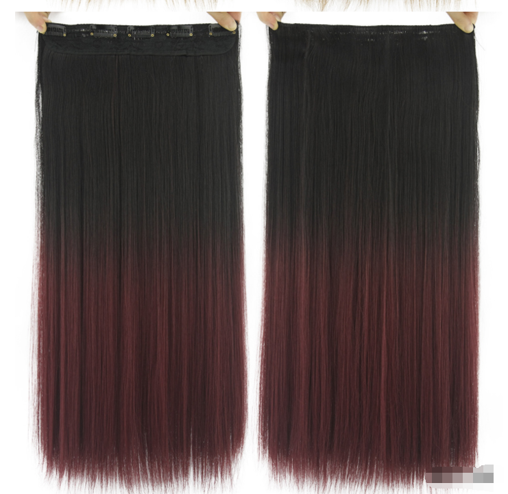 Gradual Straight Hair Clip-In Extension Piece with Dyed T-Color