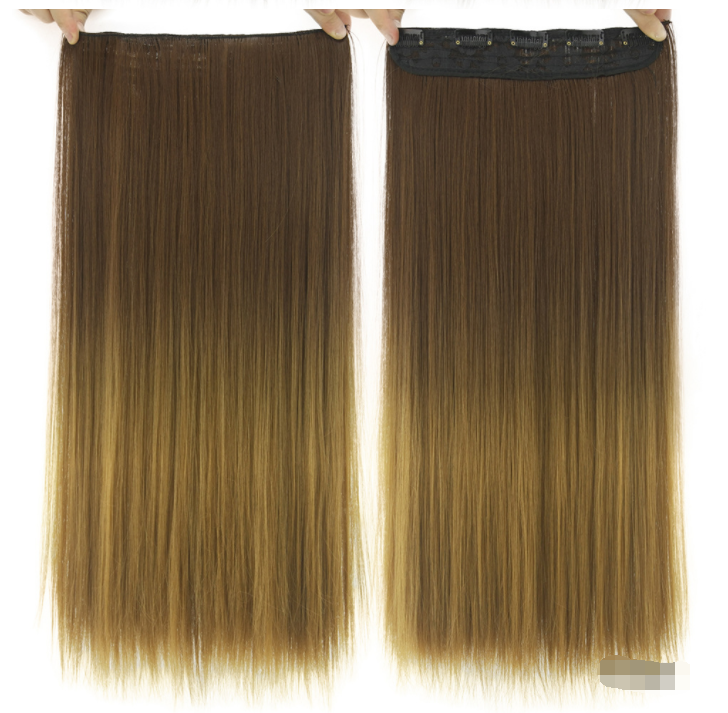 Gradual Straight Hair Clip-In Extension Piece with Dyed T-Color