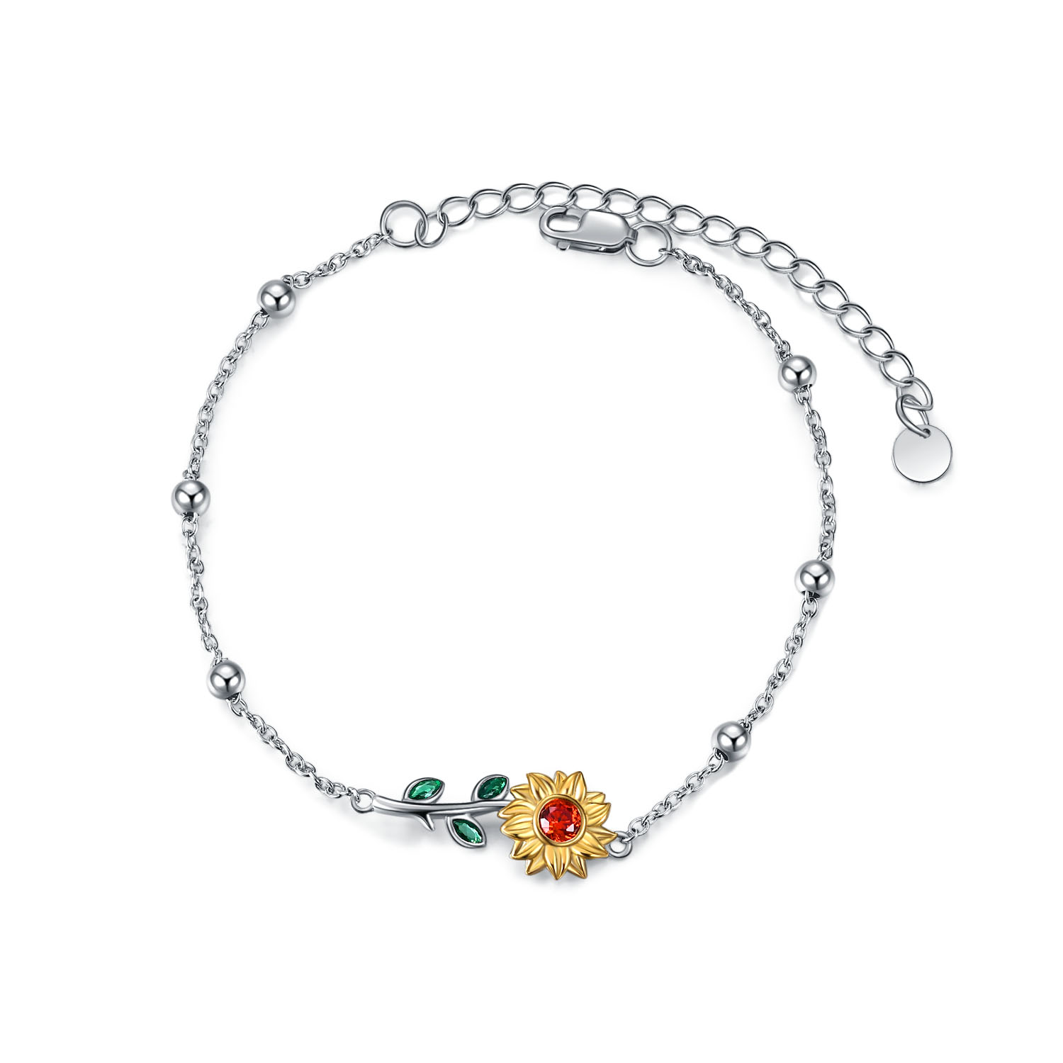 Sterling Silver Sunflower Flower Ankle Bracelet Crystal Jewelry CJdropshipping