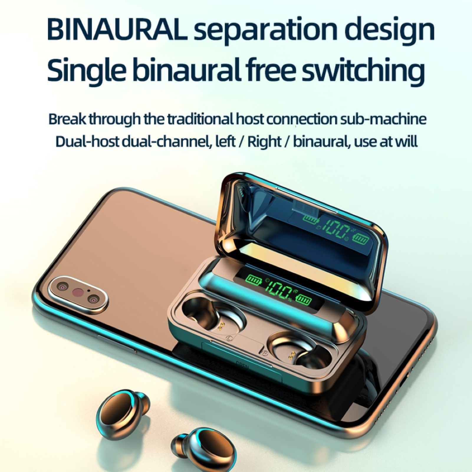 Bluetooth Headset Binaural In-Ear English Cross-Border Private Model Tws Battery Display Touch