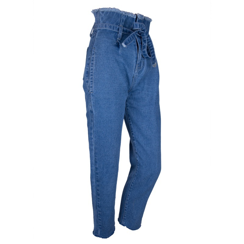 vintage tassels high waist jeans with gu charge women summer autumn