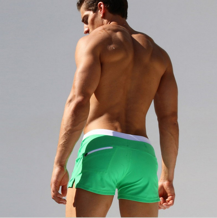 Shop at Le Bastille | Men's Solid Color Back Pocket  Swimming Shorts