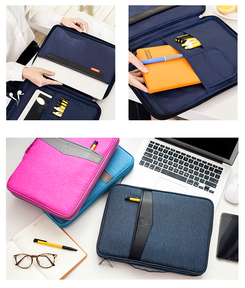 1636805609206 - Portable File Bag File Storage Multi-Layer Information Bag Zipper Canvas Female Briefcase