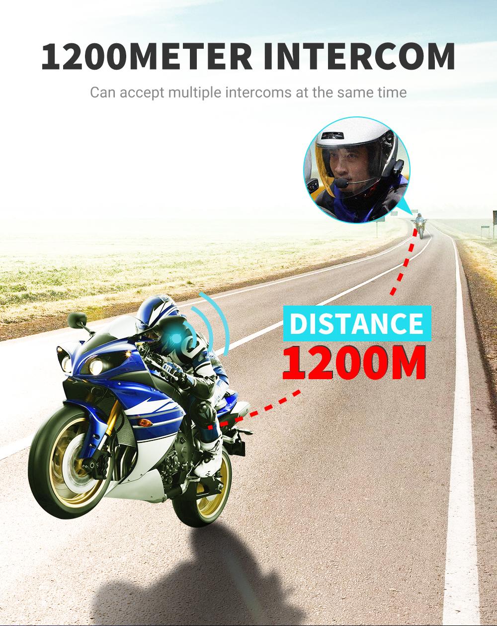 Helmet Motorcycle Headset Herobiker Hero 2 Headset For Motorcycle Helmet  Intercom Moto Wireless Bluetooth 1200M BT FM Radio