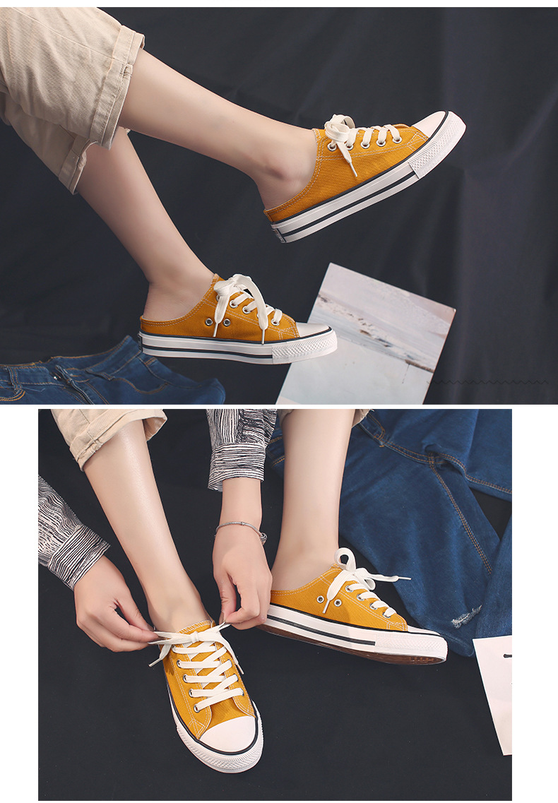 Casual half-drag canvas shoes for women