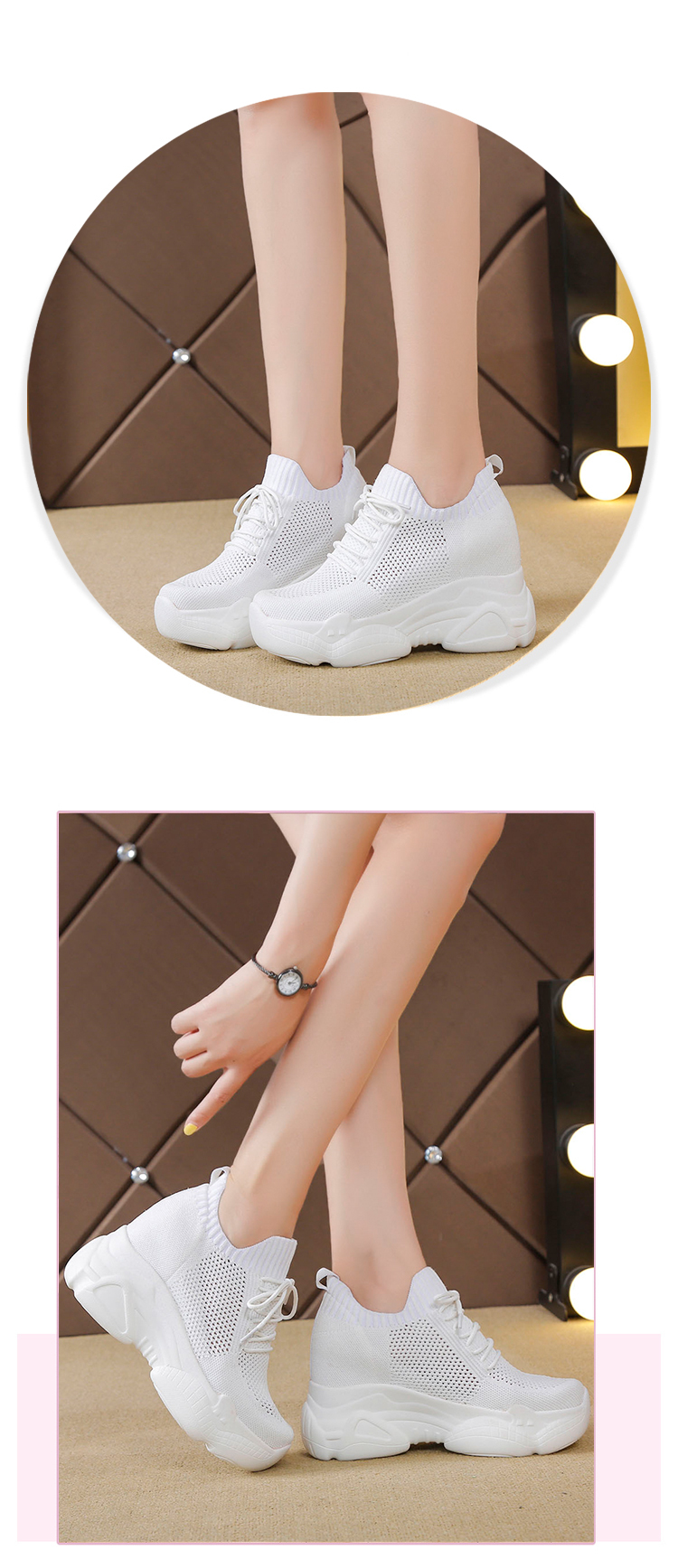 Heighten small white shoes for women