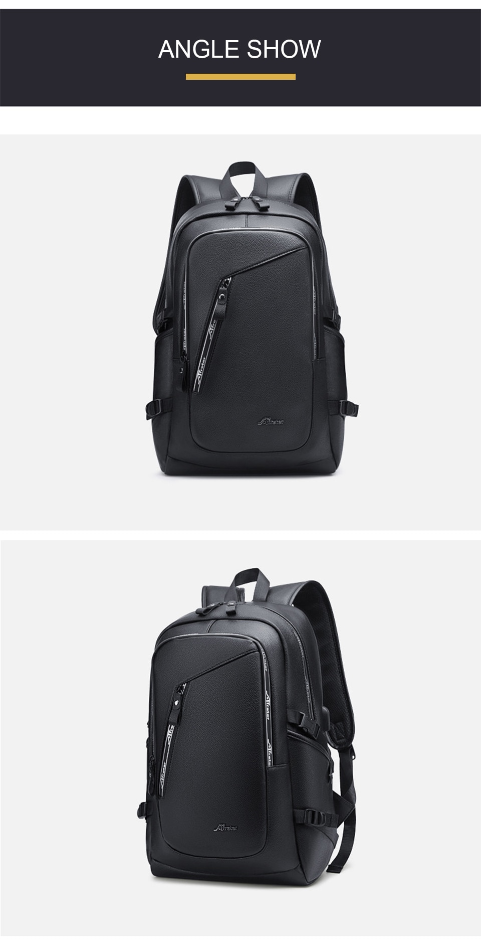 Fashion Smart Backpack Men Male Laptop 15.6 Student Backpacks School PU Leather Bagpack Waterproof Notebook USB Charging Bags (6)