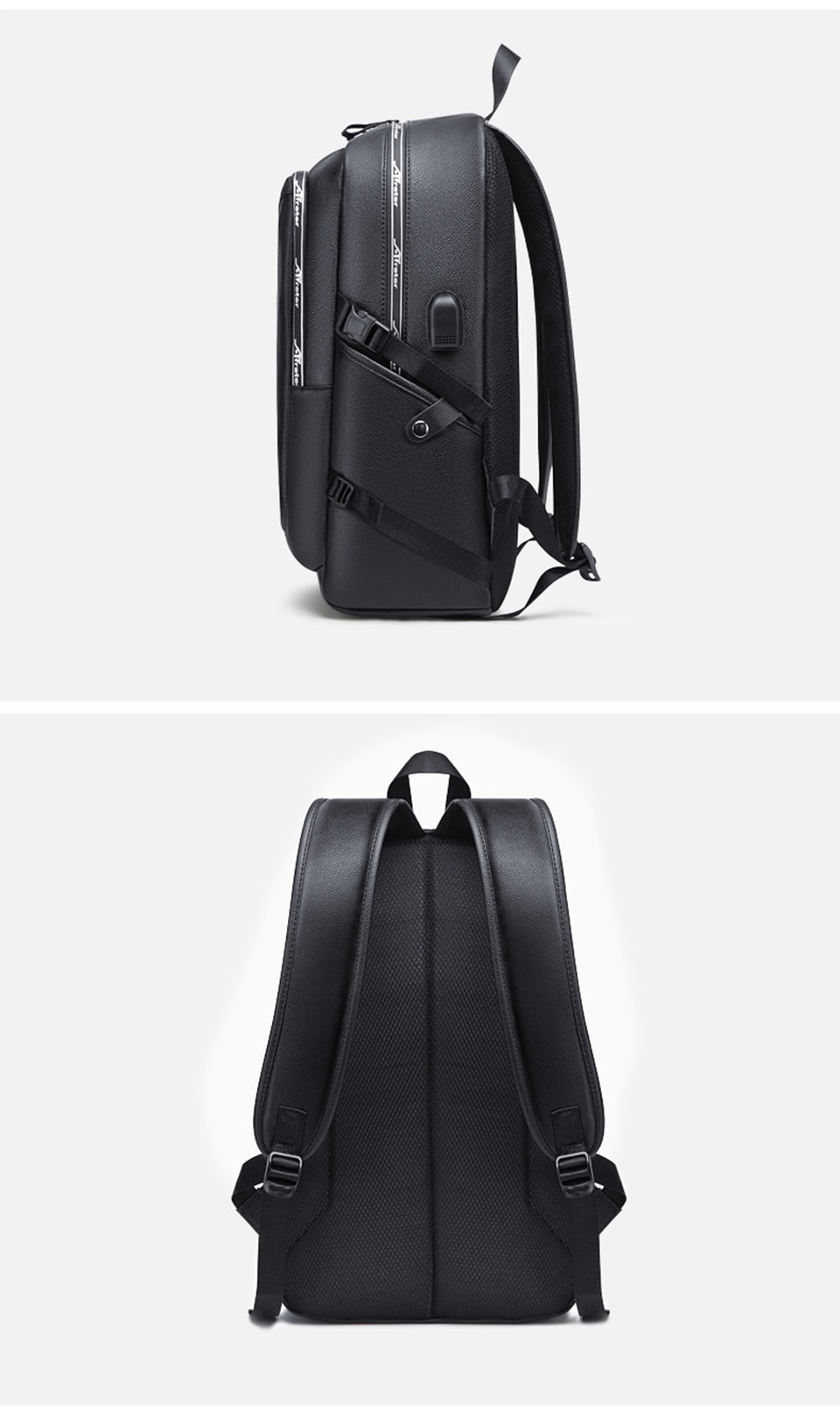 Fashion Smart Backpack Men Male Laptop 15.6 Student Backpacks School PU Leather Bagpack Waterproof Notebook USB Charging Bags (7)