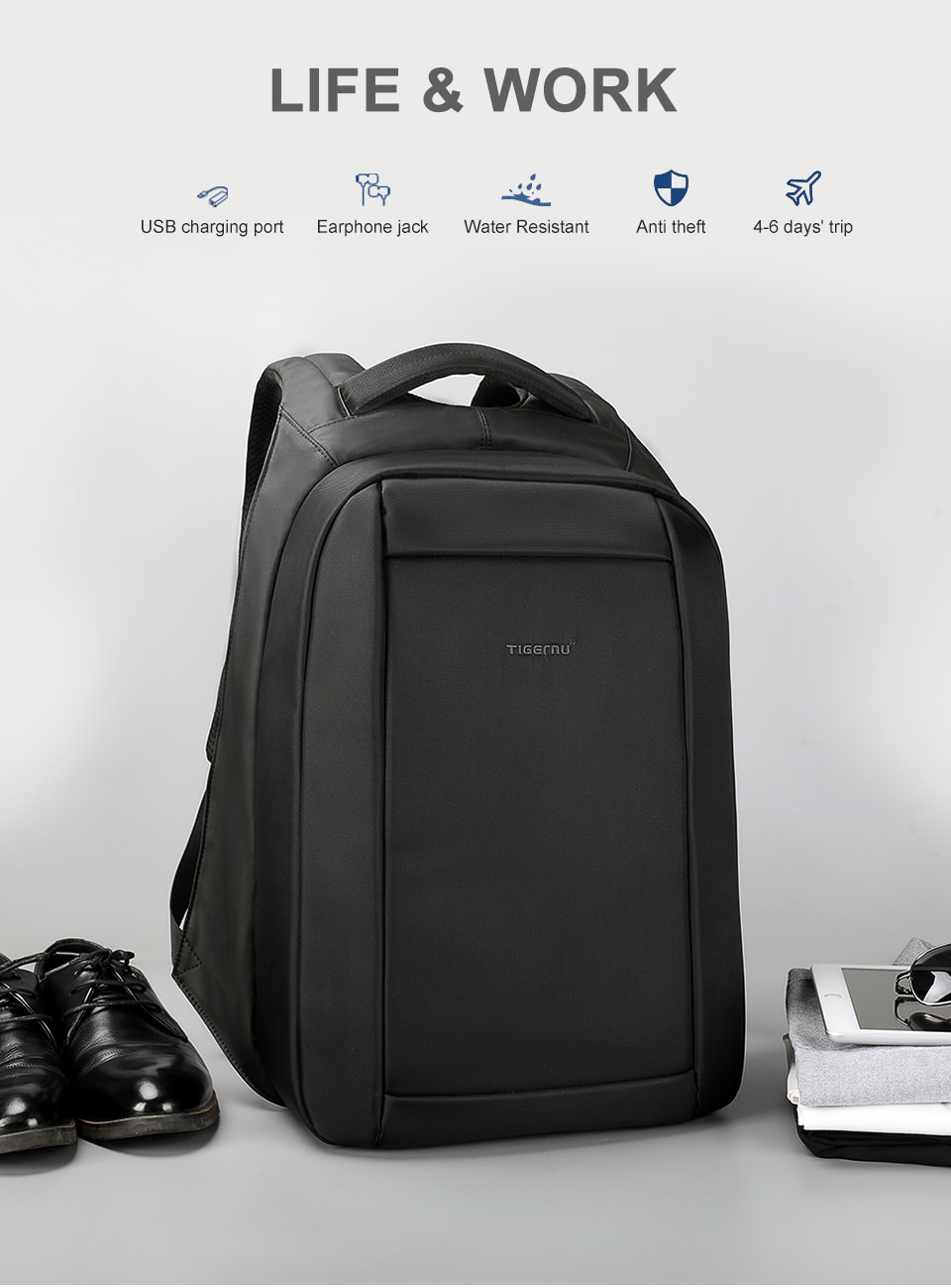 1.anti theft travel backpack
