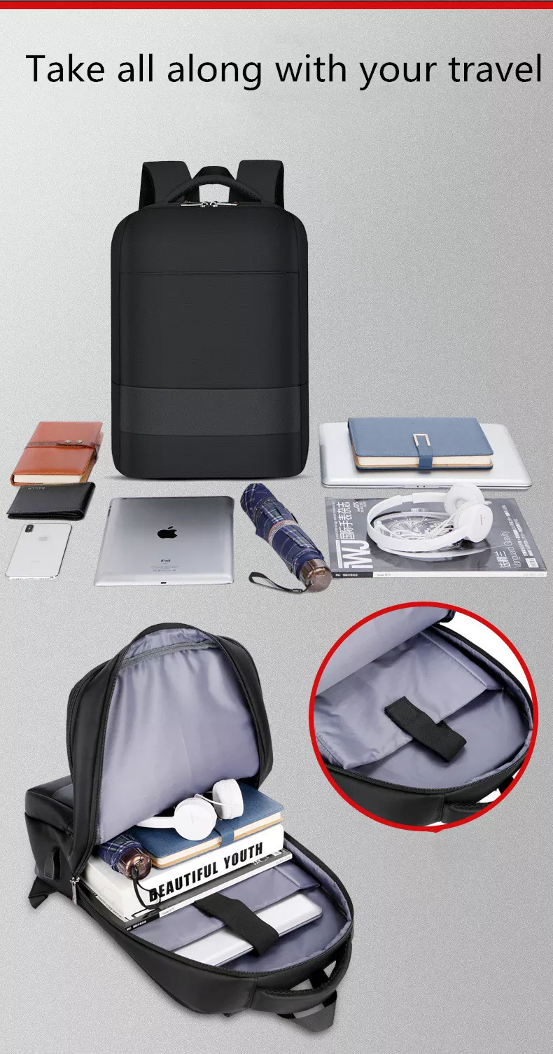 New USB laptop backpack 3 components waterproof backpack bag