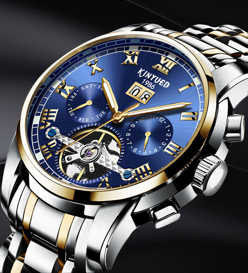 KINYUED Automatic Watches Mens Fashion Mechanical Watch – KINYUED Official  Store – Kinyued Men Automatic Mechanical Watch Tourbillon‎