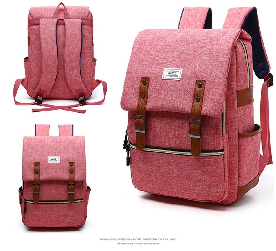 2018 Vintage Men Women Canvas Backpacks School Bags for Teenager Boys Girls Laptop Backpack with USB Charging Fashion Travel Bag (15)