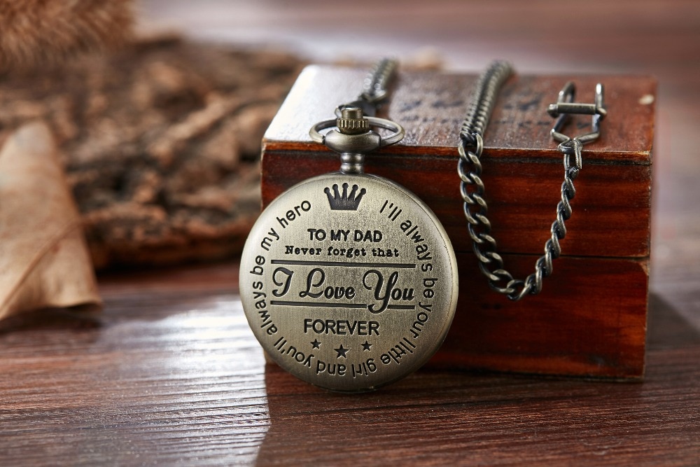 Gift for father, dad, daddy, from daughter, Father's Day, Birthday, "TO MY DAD" Vintage Quartz Pocket Watch