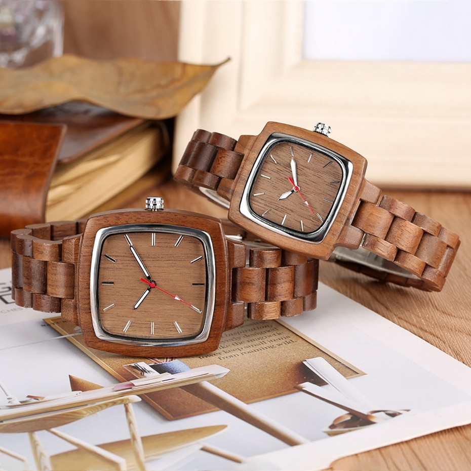 Unique Walnut Wooden Watches for Lovers Couple Men Watch Women Woody Band Reloj Hombre 2019 Clock Male Hours Top Souvenir Gifts 2019 2020 2021 2022 2023 2024 (4)